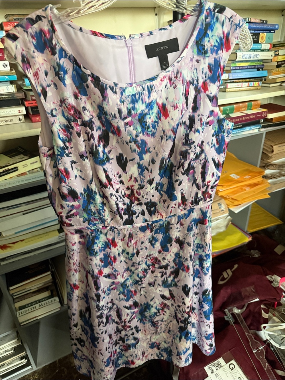J. Crew Lavender Abstract Floral Midi Dress